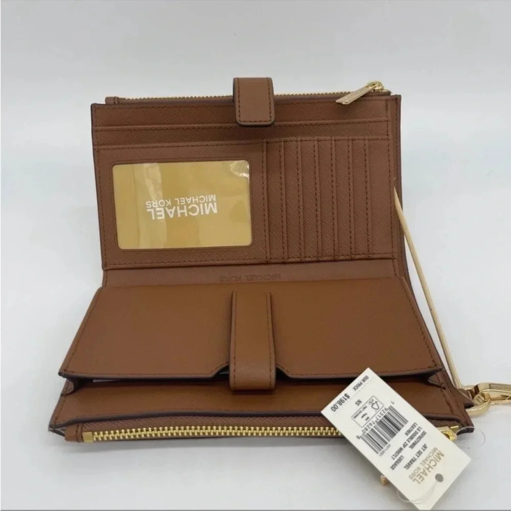 Michael Kors Double Zip Wallet Wristlet Brown/Gold (NWT) - Picture 8 of 11